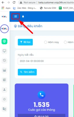 Giao diện phần mềm quản lý Tổng đài ảo Buss Call