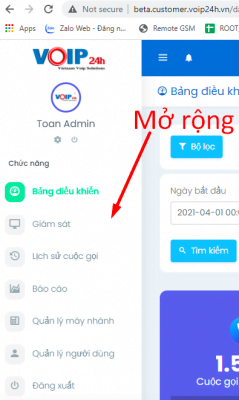 Giao diện phần mềm quản lý Tổng đài ảo Buss Call