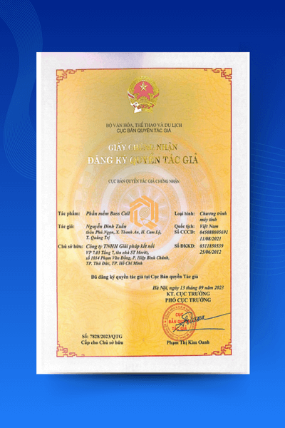 Chứng nhận bản quyền Buss Call