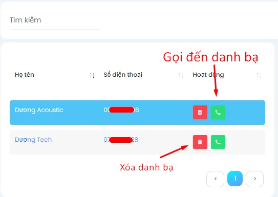 Giao diện phần mềm quản lý Tổng đài ảo Buss Call