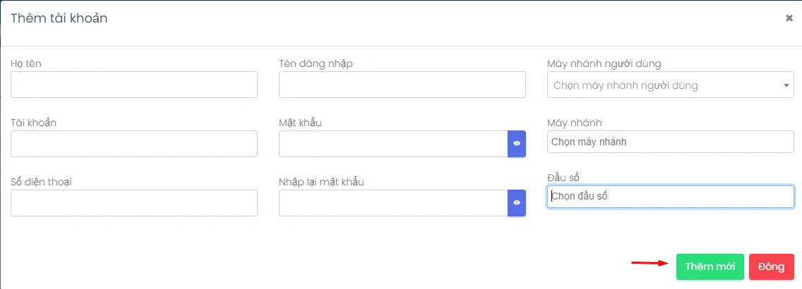 Giao diện phần mềm quản lý Tổng đài ảo Buss Call