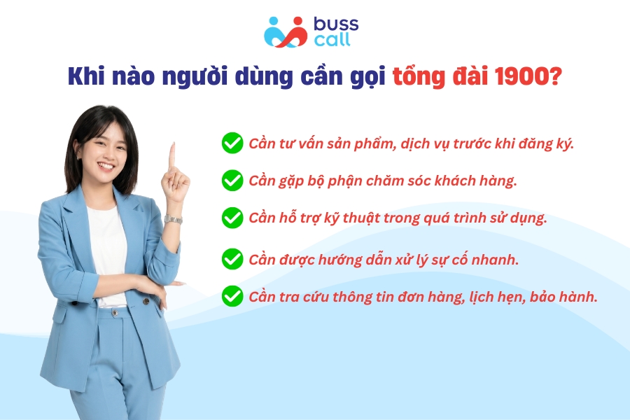 Khi nào người dùng cần gọi tổng đài 1900